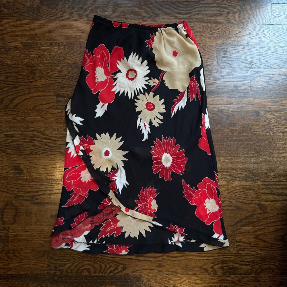 Floral Black and Red Women's Skirt
